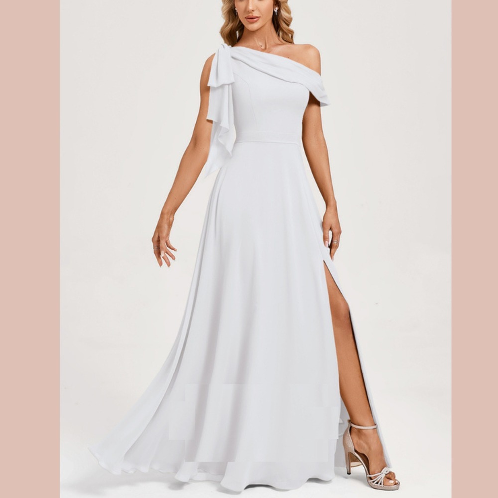 NWT Witness of Love [ 12 ] One Shoulder Corset Back Front Slit Gown White Weddin